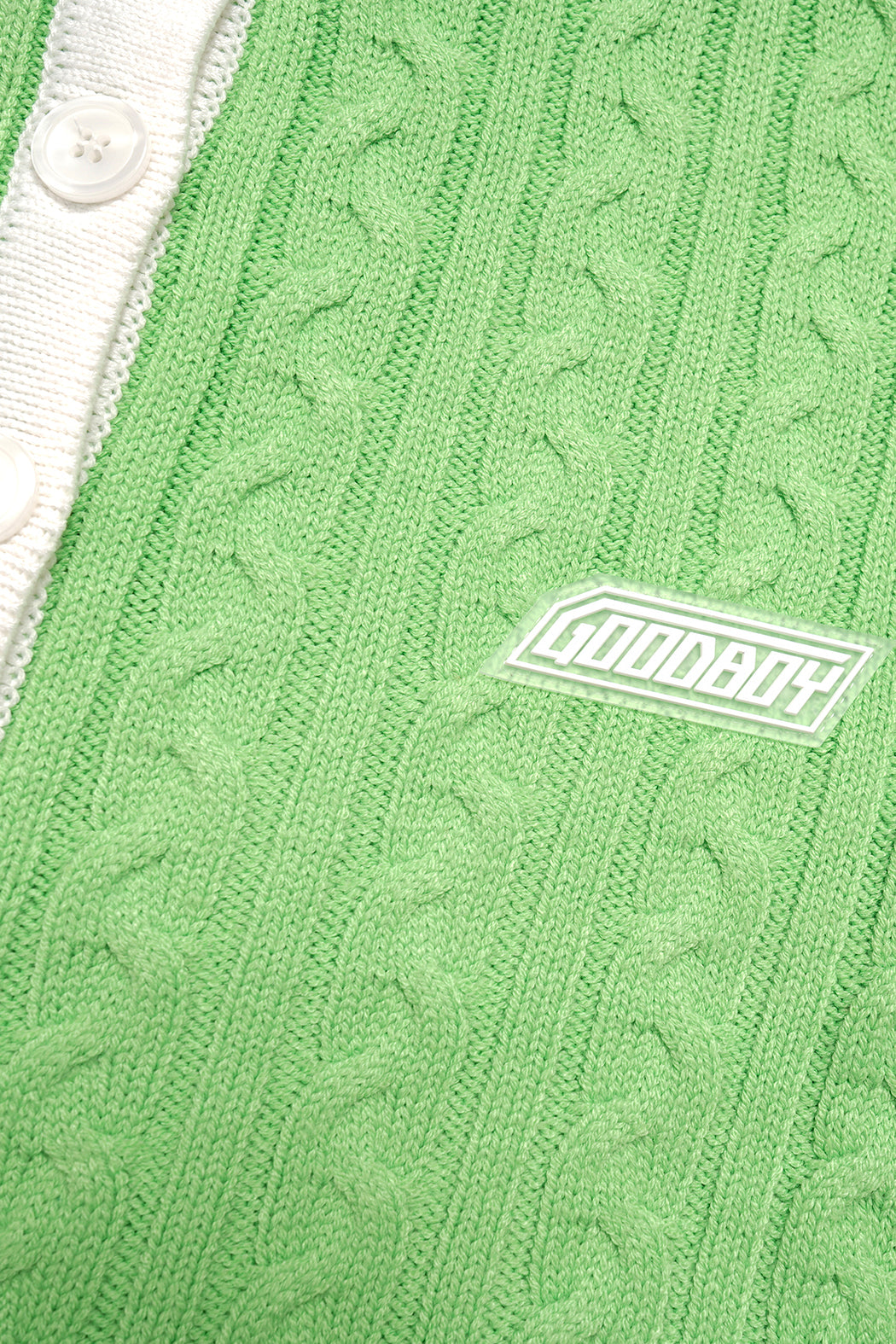 New Logo Crop Cardigan - Green/White