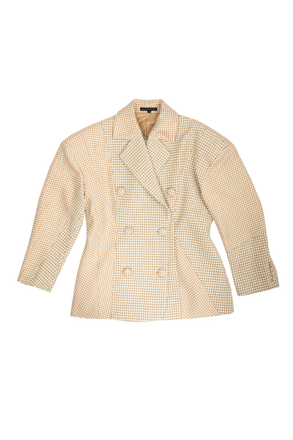 Houndstooth Blazer - Beige