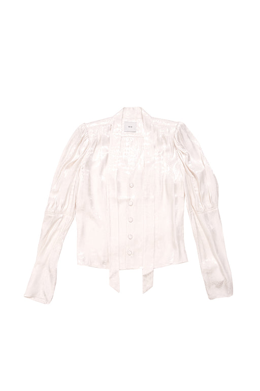 Snake Print Bow Blouse - Ivory