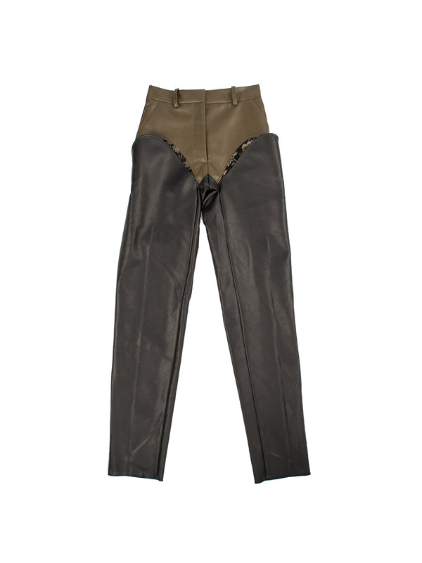 Cut-out Trousers - Leather/Green