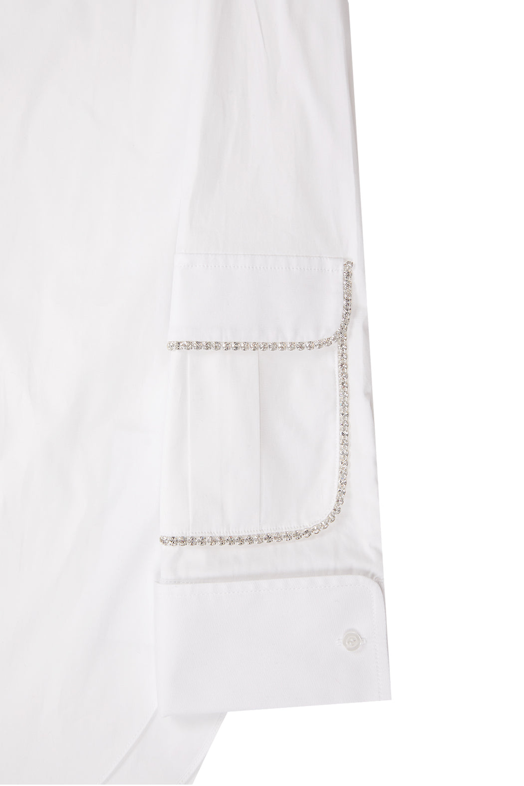Button Down with Cargo Pocket Sleeve - White