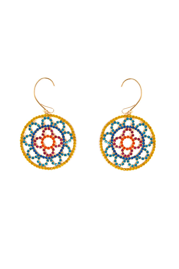 Crystal Cupchain Crochet Earrings - Multi