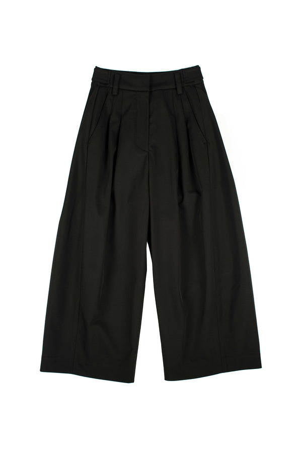 Midi Length Wide Pants - Black