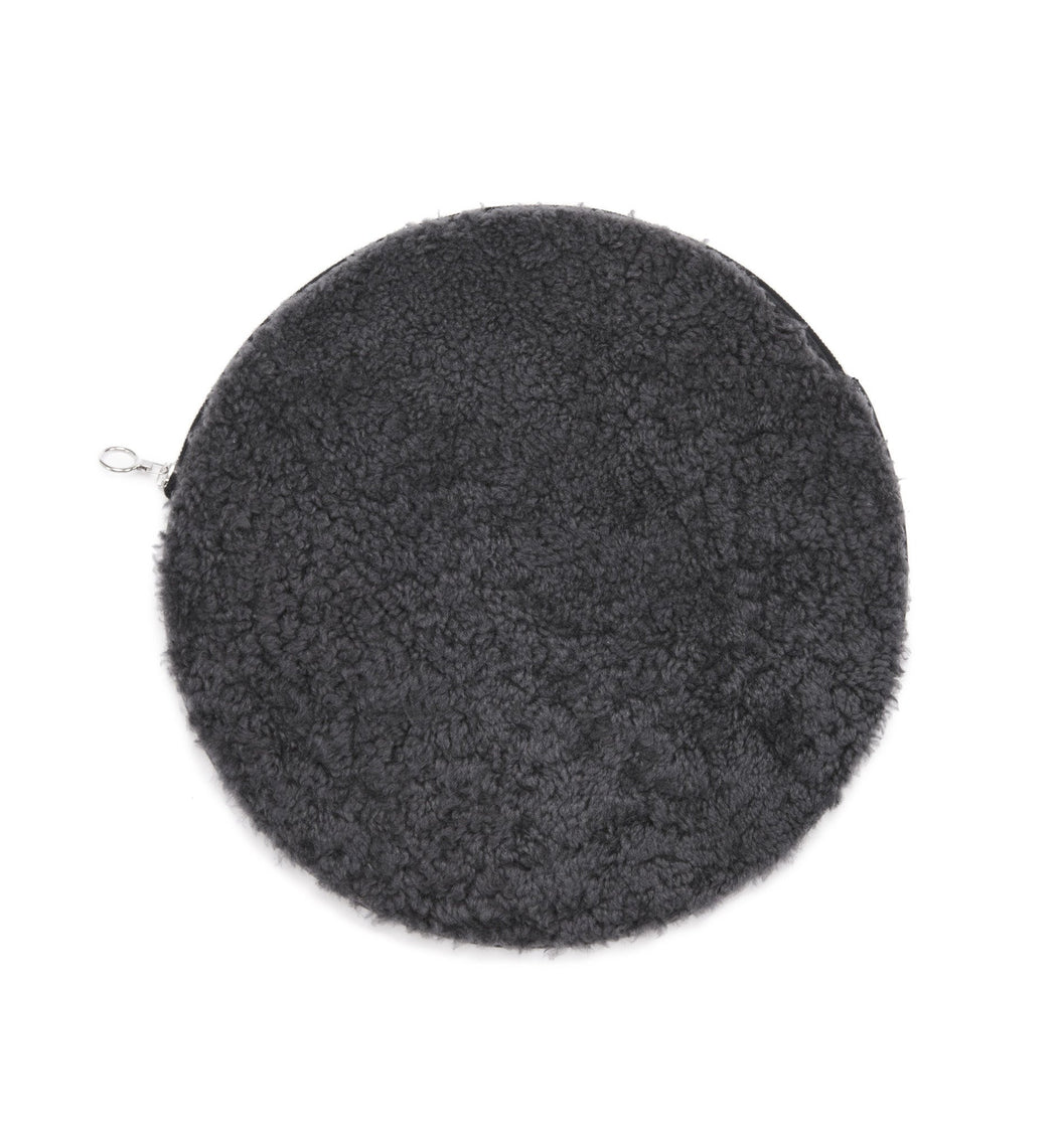Shearling Circle Clutch - Grey