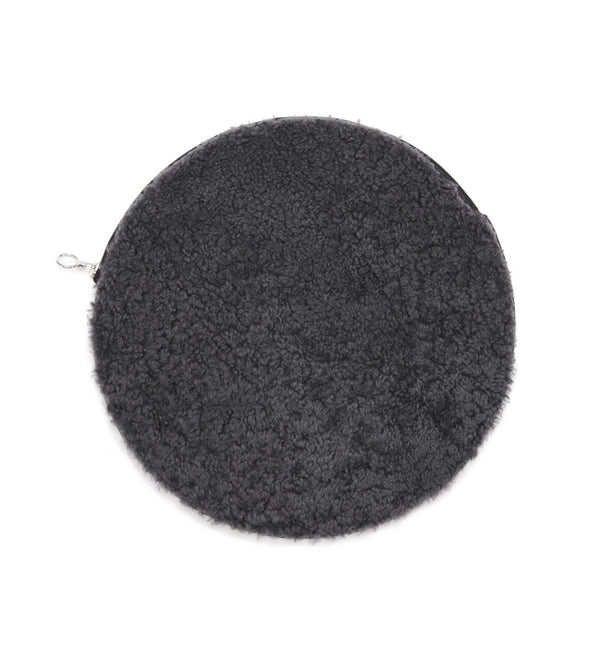 Shearling Circle Clutch - Grey