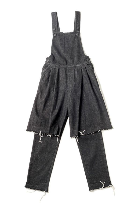 Black Demi-Denim Dungarees