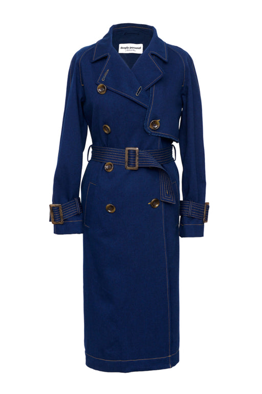 Denim Trench Coat - Navy