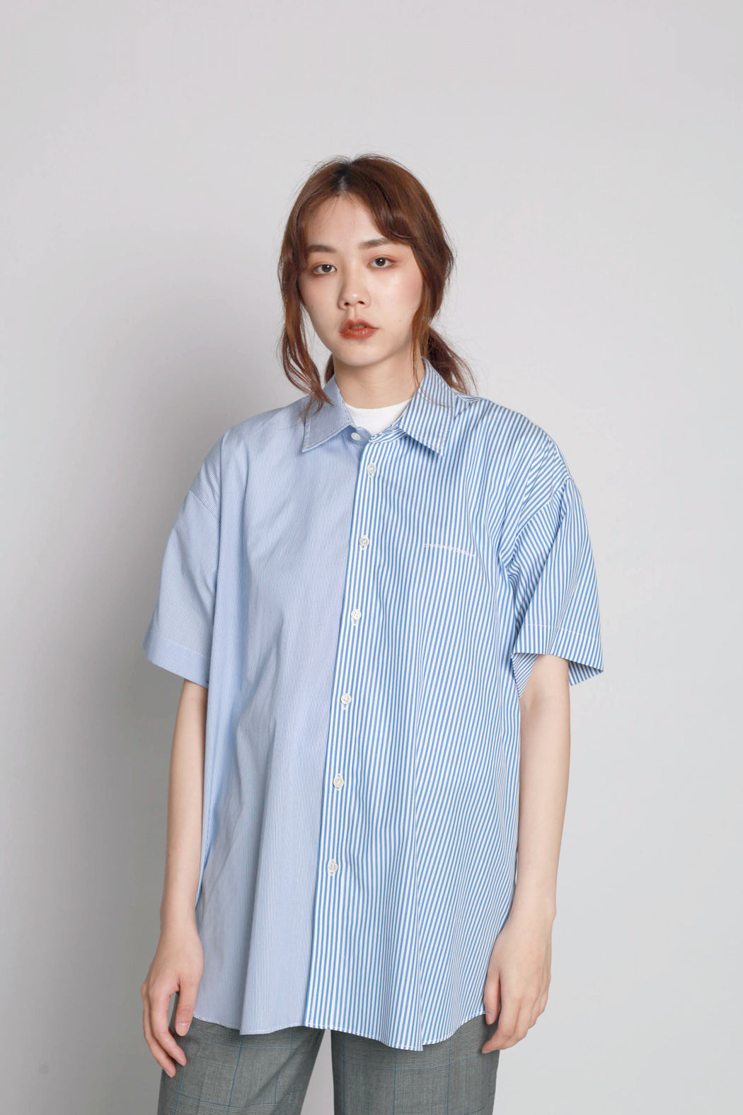 Contrast Short Sleeve Shirt - Blue
