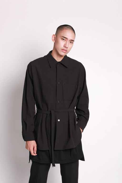 Oversized Button Up Shirt - Black