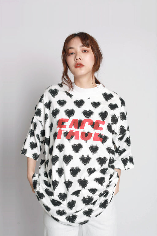 Oversized Heart Tee - White