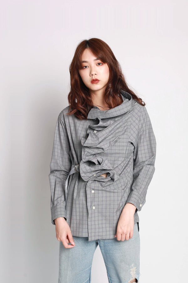 Ruffled Shirt - Blue Check