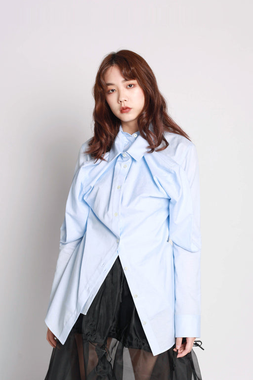 Double Front Fitted Shirt - Blue