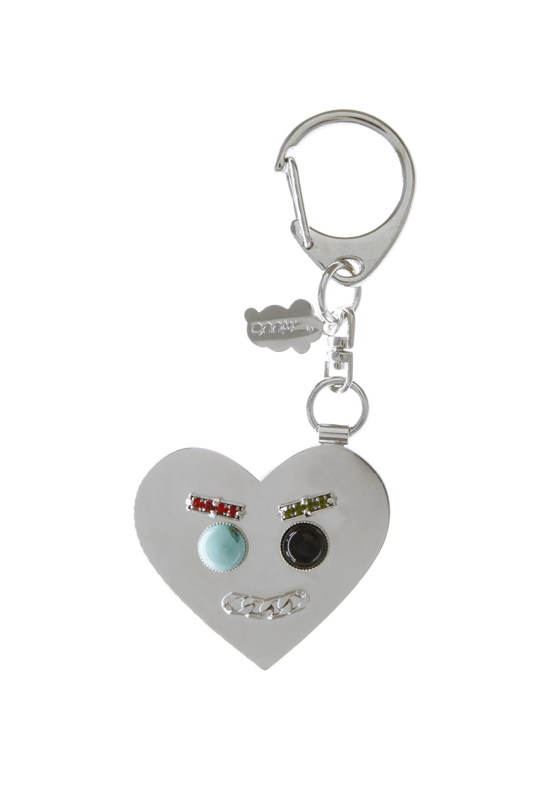 Silver heart circular key ring