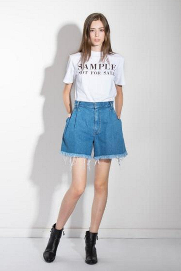 Dark Blue High-Waisted Denim Shorts