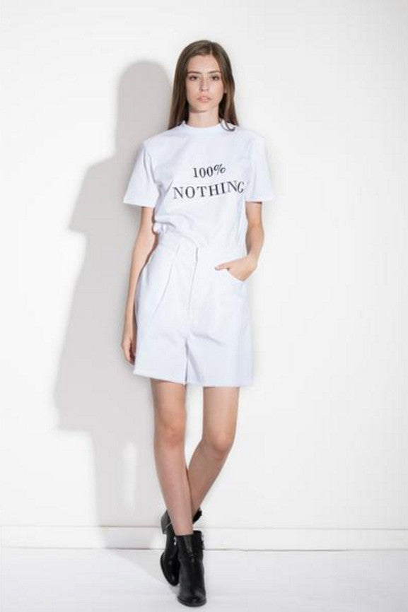 White Cotton High Waisted Shorts