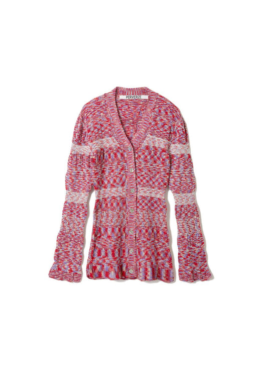 Shirring Narrow Cardigan - Pink