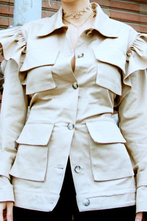 Ruffle Top Jacket - Camel