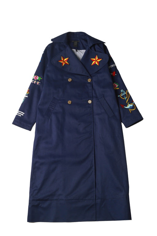 Patch Trench Coat - Navy