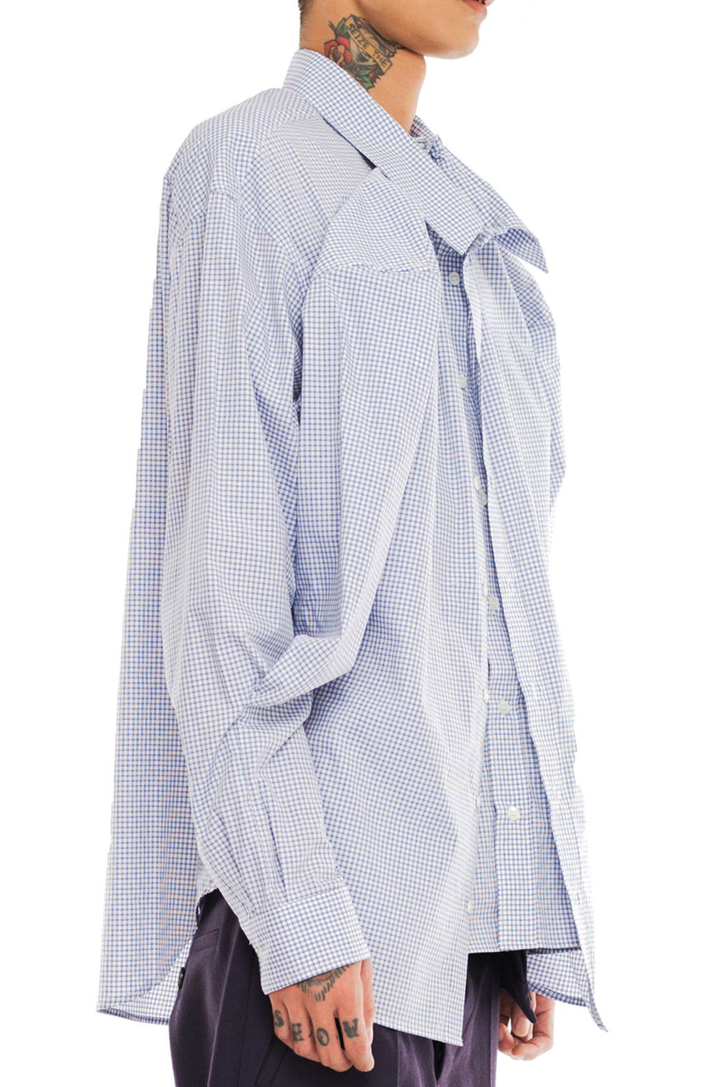 Double Front Shirt - Blue Check
